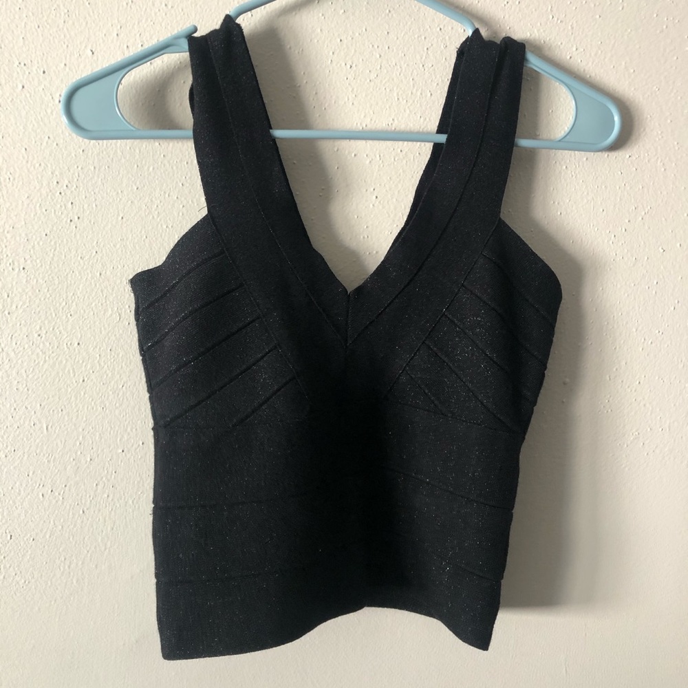 shimmery black bandage top by bebe